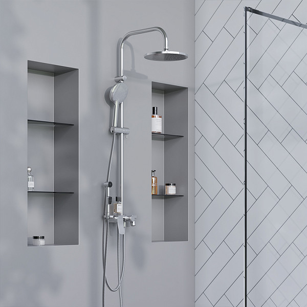 977770000 Jupiter, ДС с ванно-душевым смесителем-полкой и гиг.душем, хром