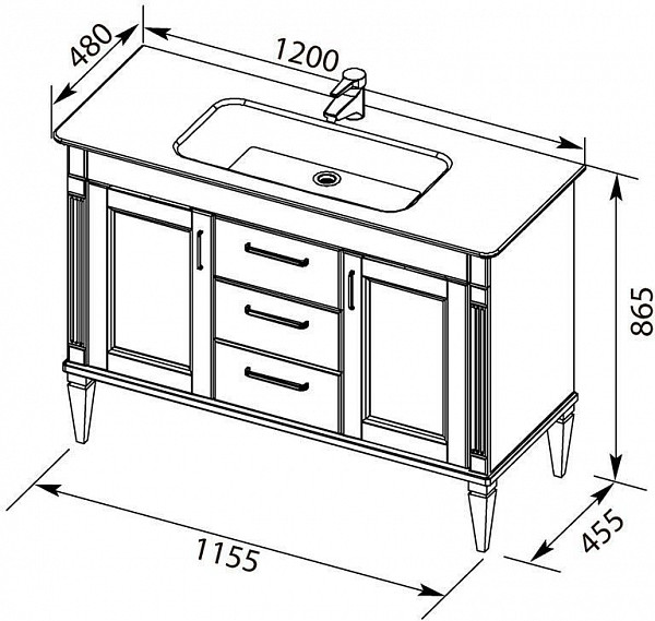 Тумба под раковину Aquanet Селена 120 белый/серебро 00201652