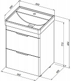 Тумба под раковину Aquanet Ирис new 60 белый глянец (2 ящика) 00310152