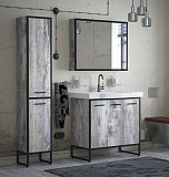 Тумба под раковину Corozo Айрон 90 с корзиной, черный/антик SD-00000386