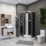 Душ.каб. NG-3512-14LBKG (1200х800х2000) низкий поддон(13см) стекло ТОНИРОВАННОЕ 3 места