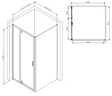 W90G-404-090MT Душевое ограждение Gem Sqare Pivot 90x90 стекло прозрачное, профиль матовый хром, без