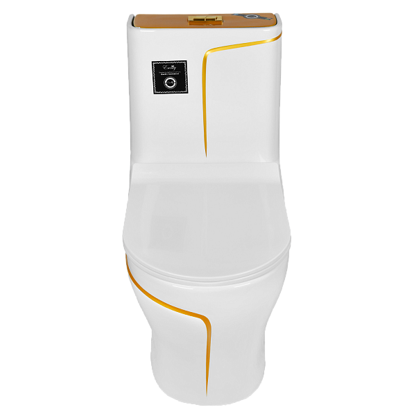 EY-9001 Унитаз -моноблок, с сиденьем термопласт с микролифтом белый/золото