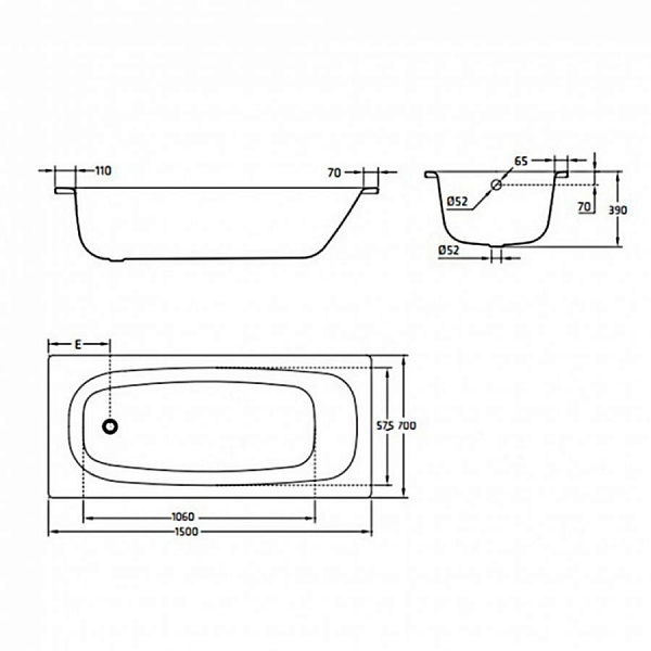 Стальная ванна BLB Universal HG 150x70 B50H
