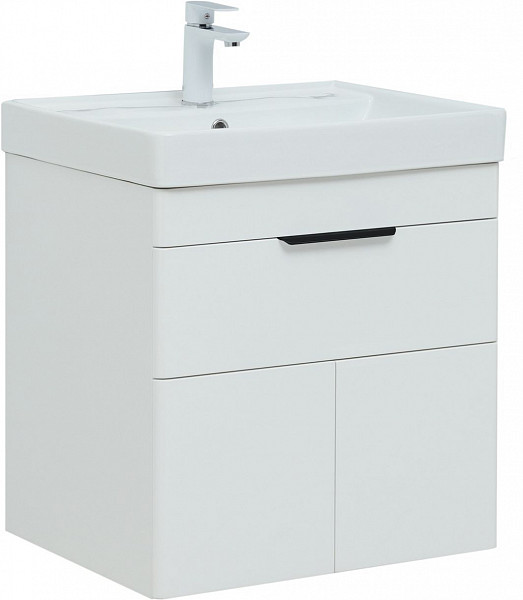 Тумба под раковину Aquanet Ирис new 60 белый глянец (1 ящик, 2 дверцы) 00310148