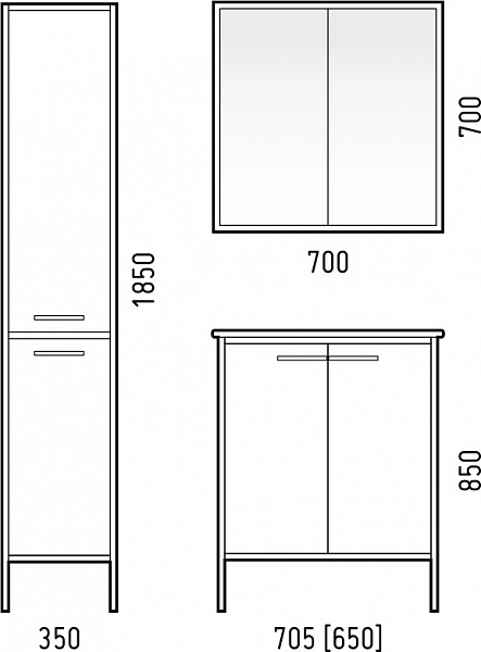 Тумба под раковину Corozo Айрон 70 серый/арт SD-00000309