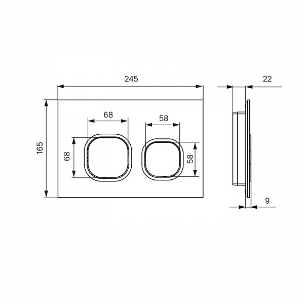 Клавиша смыва, универсальная, чёрный, Uniglass, 001, IDDIS, UNG01BCi77
