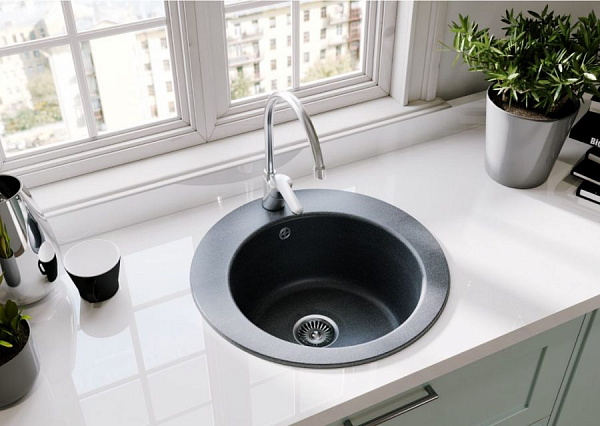 Мойка для кухни Aquaton Иверия круглая графит 1A711032IV210