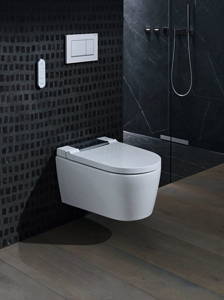 Унитаз-биде подвесной Geberit AquaClean Sela 146.224.21.1 панель хром