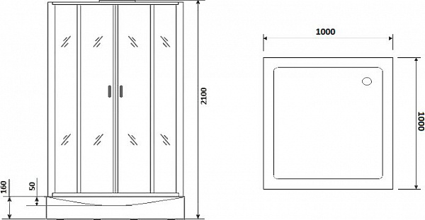 Душевая кабина Niagara Premium 100х100х210 NG- 6902-01GQ BLACK
