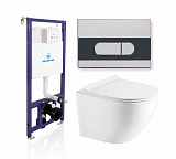 Комплект KOLLER POOL для монтажа  подвесного унитаза: Инсталляция DUNE 1200 SL с клавишей ORION Chrome&Black, Унитаз ROUND Rimless, сиденье дюропласт: SoftClose, Take Off, антибактериальное покрытие, система «Антивсплеск»