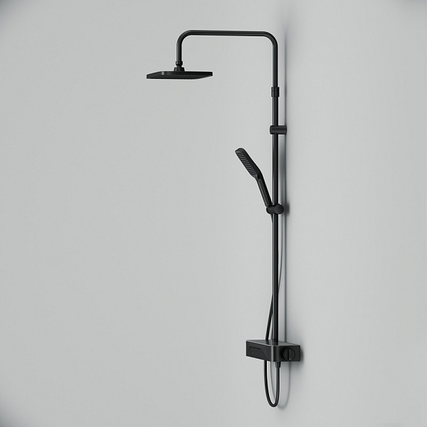 F078F222 Func, душ. система: см-ль-полка д/душа с ТМС: душ.штанга, верхн. душ квадр., ручн.душ, черн