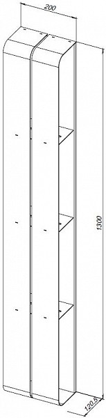 Полка Aquanet Магнум 20x130 белая матовая, вертикальная 00302240