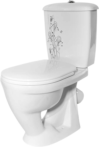 Унитаз-компакт Оскольская керамика Радуга Стандарт, тарельчатый декор, цветы