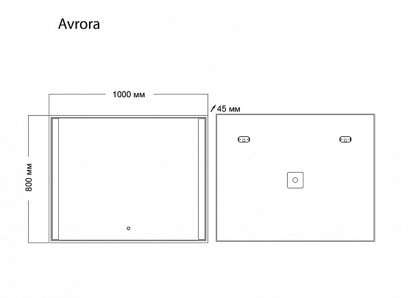 Зеркало AVRORA (1000*800*45) LED с сенсорным выключателем