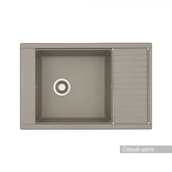Мойка для кухни Aquaton Делия 78 прямоугольная с крылом серый шелк 1A715132DE250