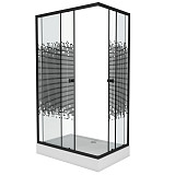 Душ. уголок NG-018-14Q BLACK (1000х800х1950) низкий поддон(13см) стекло МОЗАИКА, 2 места