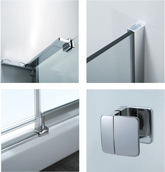 Душевое ограждение "KOLLER POOL" NEON N90RСB 900x900x1950 прозрачное Transparent  8мм CALC FREE хром/чёрный