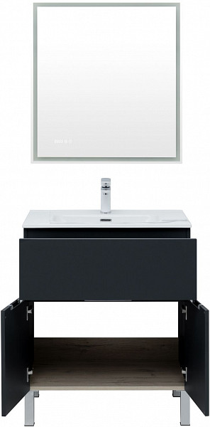 Тумба под раковину Aquanet Алвита new 70 1 ящик, 2 дверцы, антрацит 00303900