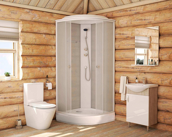 Душ.каб. NG-5301-14 (900х900х2150) низкий поддон(13см), стекло МАТОВОЕ белые  профиля 3 места