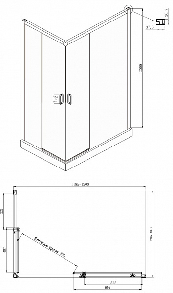 Душевое ограждение Ambassador Queen 11011205RBlack