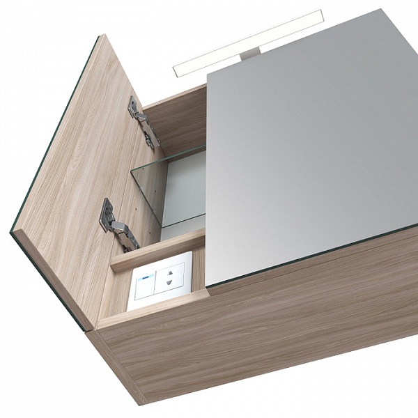 Шкаф-зеркало, 50 см, двухдверный, Mirro, IDDIS, MIR5002i99