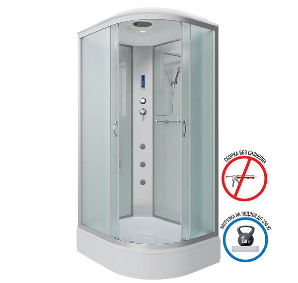 Душ.каб. NG-33084-14LF (1000х800х2150) средний поддон (26см) стекло МАТОВОЕ 4 места