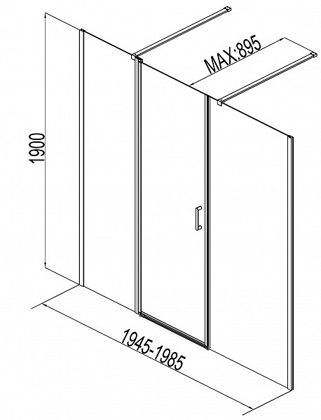Душевая дверь Aquanet Cinetic 200, прозрачное стекло (AE12-N-120H190U-CT + AE12-F-80H190U-CT) AE12-N-120H190U-CT + AE12-F-80H190U-CT