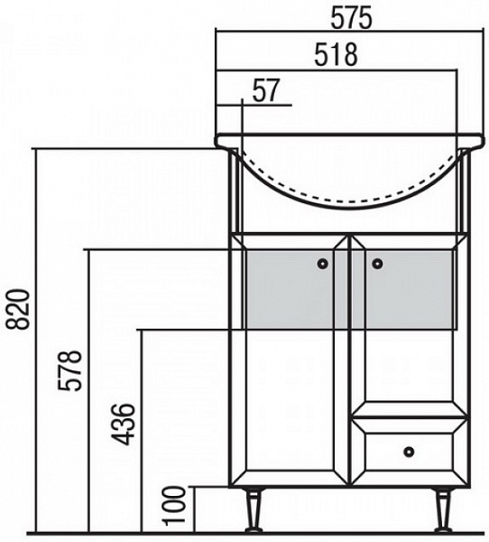 Тумба под раковину Акватон Джимми 52 см 1A068201DJ010