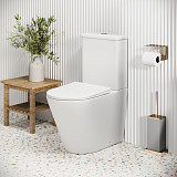 Унитаз GR-4480MS Color (620*365*810) БЕЛЫЙ МАТОВЫЙ напольный БЕЗОБОДКОВЫЙ с тонкой крышкой, 2 места