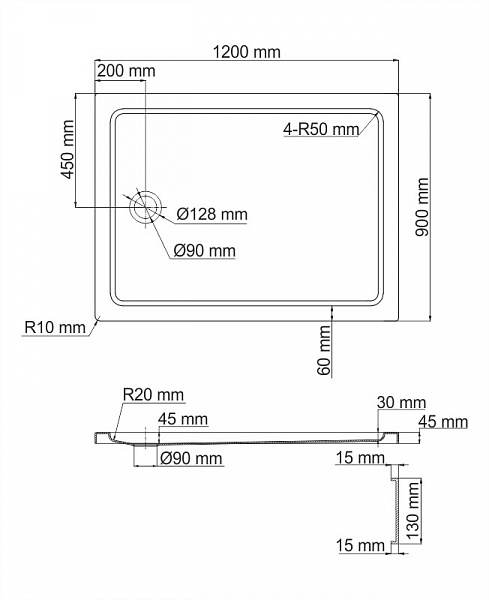 Душевой поддон Wasserkraft Amper 29T07