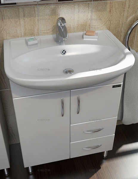 Тумба напольная Сити 60 с 2 ящиками Санта 201076, под раковину