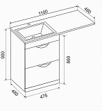 Тумба Emmy Милли ( с раковиной Камила 110) над стиральной машиной