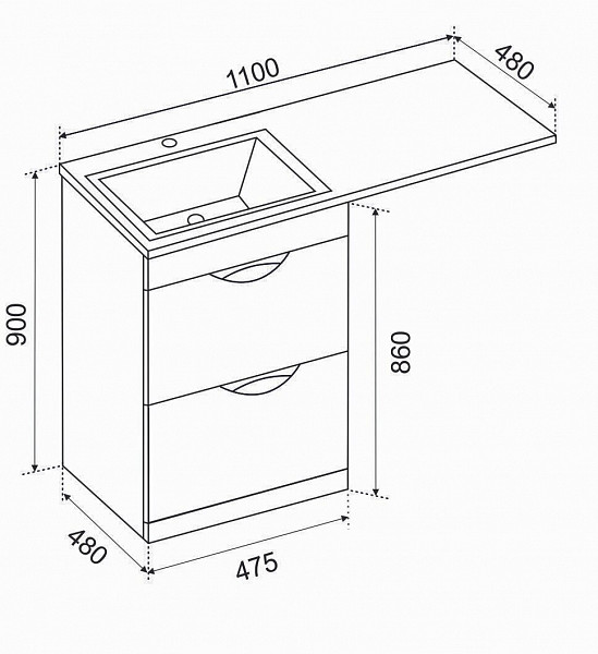Тумба Emmy Милли ( с раковиной Камила 110) над стиральной машиной