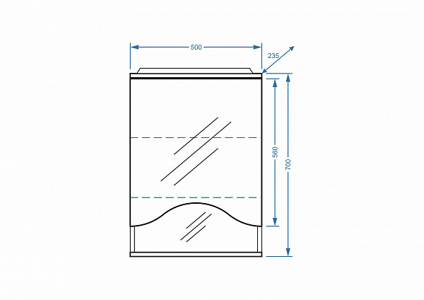 Зеркало-шкаф "Лиана 50/С", правое