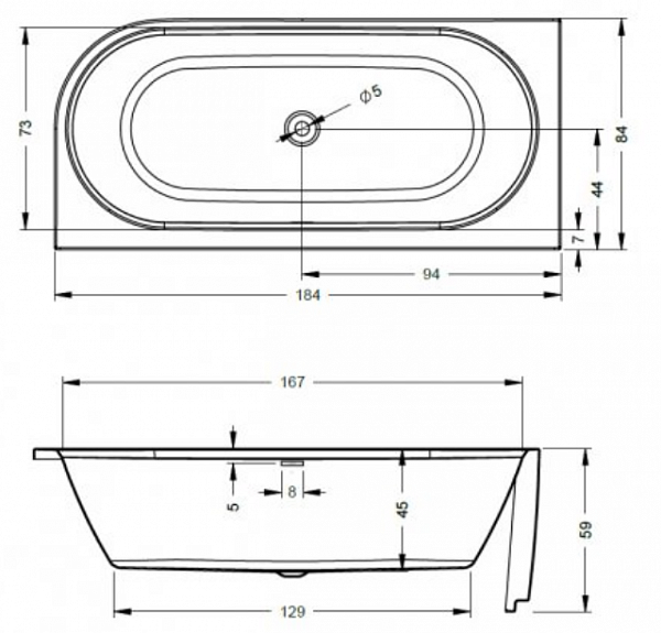 Акриловая ванна Riho Desire 184x84 правая B087002005