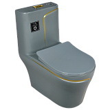 EY-9003 Унитаз -моноблок, с сиденьем термопласт с микролифтом серый/золото