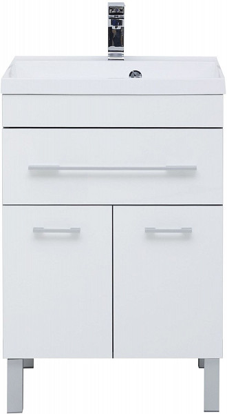 Тумба под раковину Aquanet Верона 58 белый (напольная 1 ящик 2 дверцы) 00182507