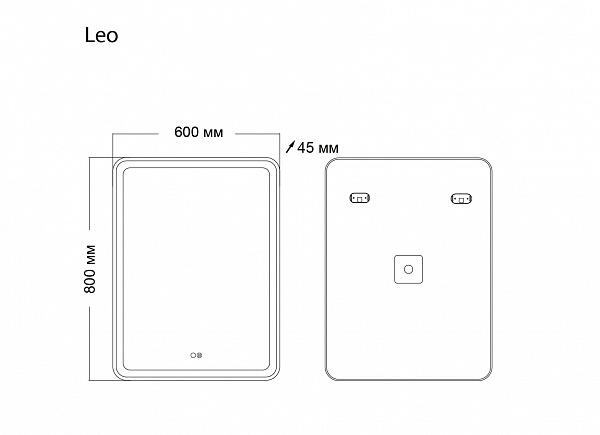Зеркало LEO (600*800*45) LED с сенсорным выкл.,гравировкой и подогревом