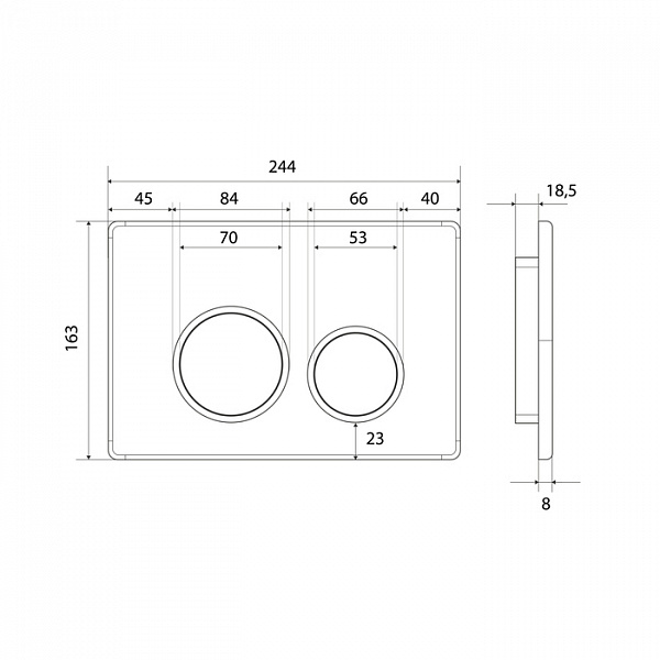 Клавиша смыва, универсальная, матовый хром, Unifix,  050, IDDIS, UNI50M0i77