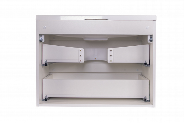 Тумба подвесная "Бергамо мини 70" (2 ящ.) Люкс антискрейтч белый, под раковину, PLUS