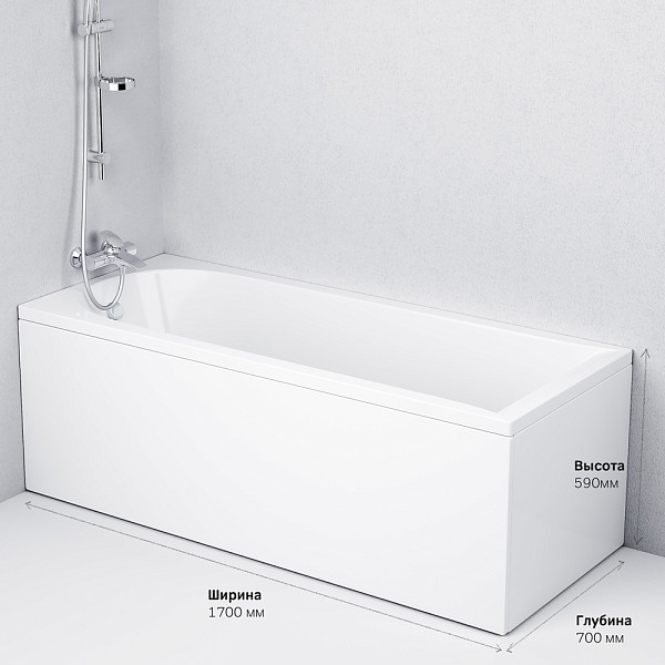 W72A-170-070W-A2 Ванна акриловая spirit 170x70, без слива/перелива