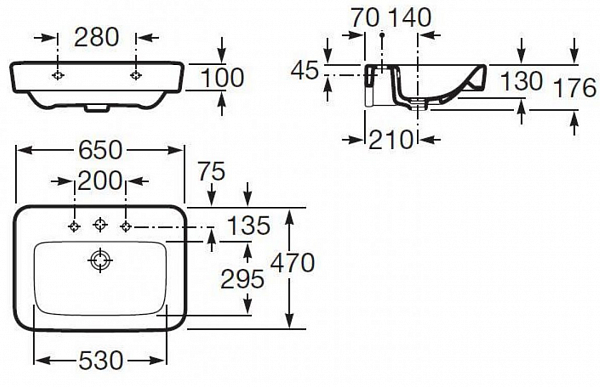 Раковина Roca Dama Senso Square 65 32751A000