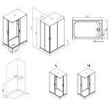 W90C-404-12080MT Gem кабина душевая 120x80, прямоугольная, профиль матовый хром, стекло прозрачное