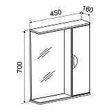 Зеркало со шкафчиком Emmy Милли (Универсальное) 45х70
