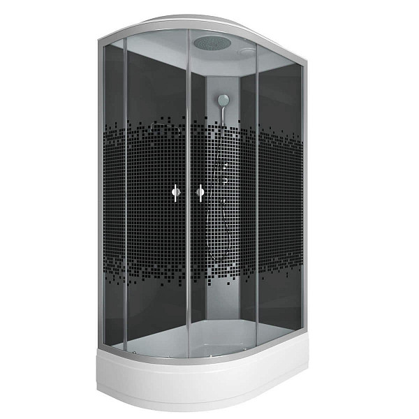 Душ.каб. NG-3524-14R BLACK (1200х800х2150) низкий поддон(26см) стекло  МОЗАИКА 4 места