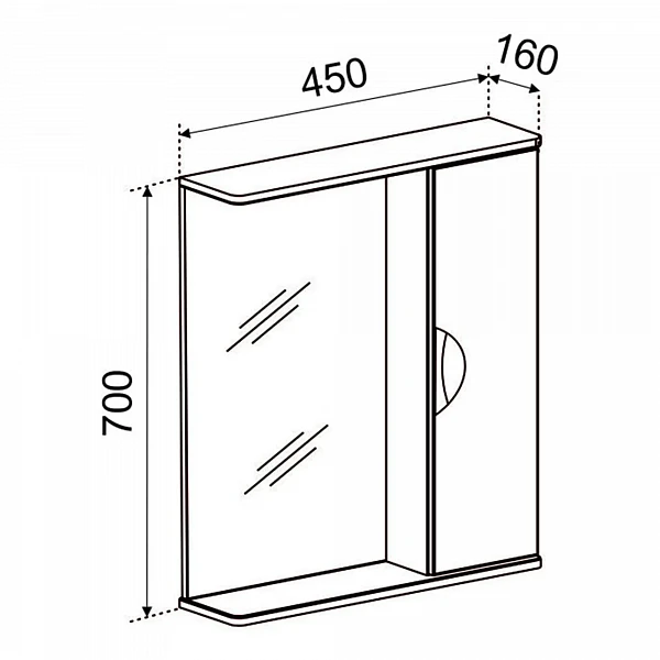 Зеркало со шкафчиком Emmy Милли (Универсальное) 45х70