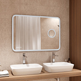 Зеркало Континент "Bliss Led" 1000х700 с увеличительным зеркалом, часами