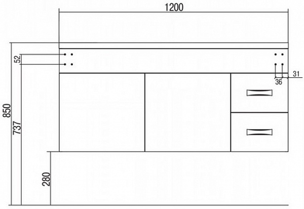 Тумба под раковину Акватон Диор 119 см 1A110601DR010