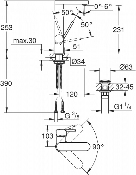 Смеситель для раковины Grohe Plus 23873003